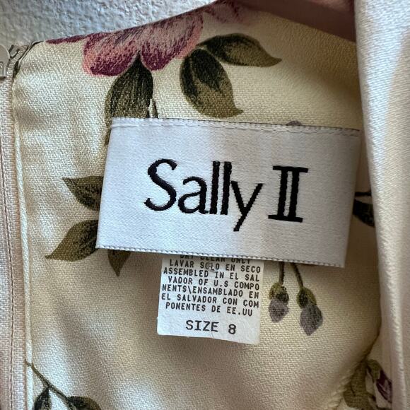 LISA II Dress 8 Prairie Cottagecore Floral Lace Collar Pleated Purple USA VTG - Picture 5 of 7